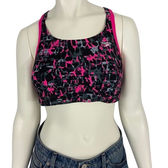 Speedo Endurance Lite Women’s Racerback Sports Bra Crop Top Sz 10 Multicolor NWT - Picture 1 of 7